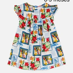 Bata de niña azul estampada 