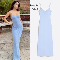 Bershka  vestido azul agua ajustado