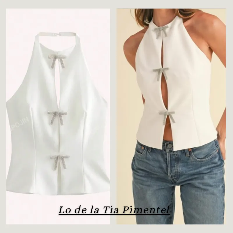 Blusa blanca lazos 