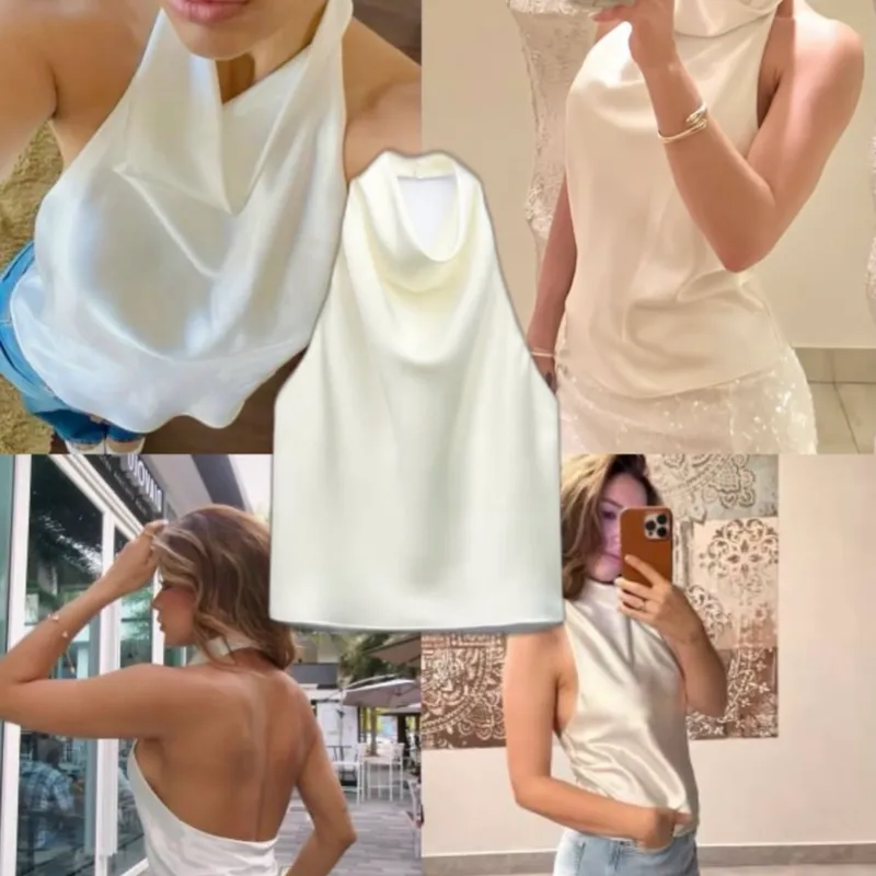 Blusa satinada blanca
