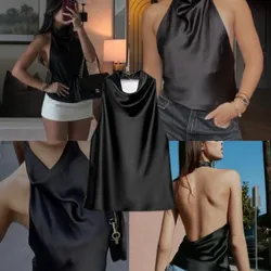 Blusa satinada negra
