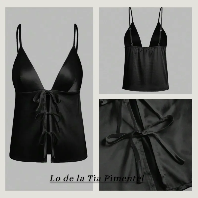 Blusa satinada negra 