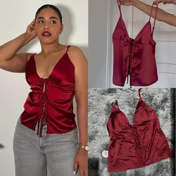 Blusa satinada roja 