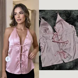 Blusa satinada rosada 