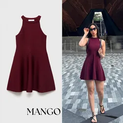 Mango vestido corto punto peplum