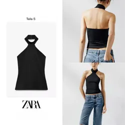 ZARA Polyamide halter top black 