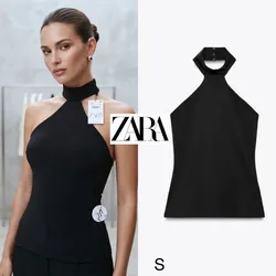 ZARA Polyamide halter top black 