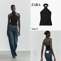 ZARA Polyamide halter top black 