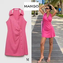 MANGO Vestido camisero cruzado 