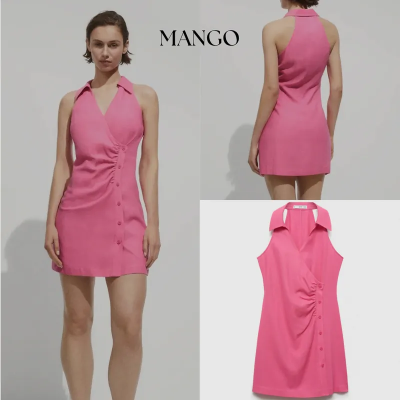 MANGO Vestido camisero cruzado