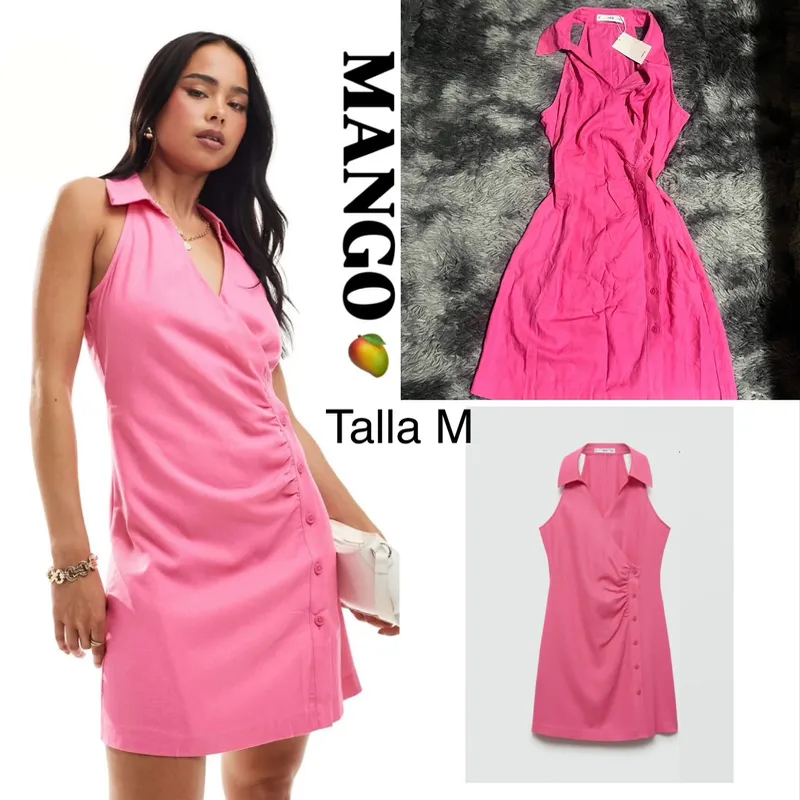 MANGO Vestido camisero cruzado
