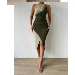 Vestido cruzado dos tonos