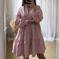 Vestido de bata rosa claro