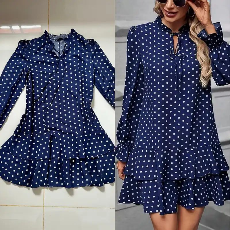Vestido de mangas con bolas