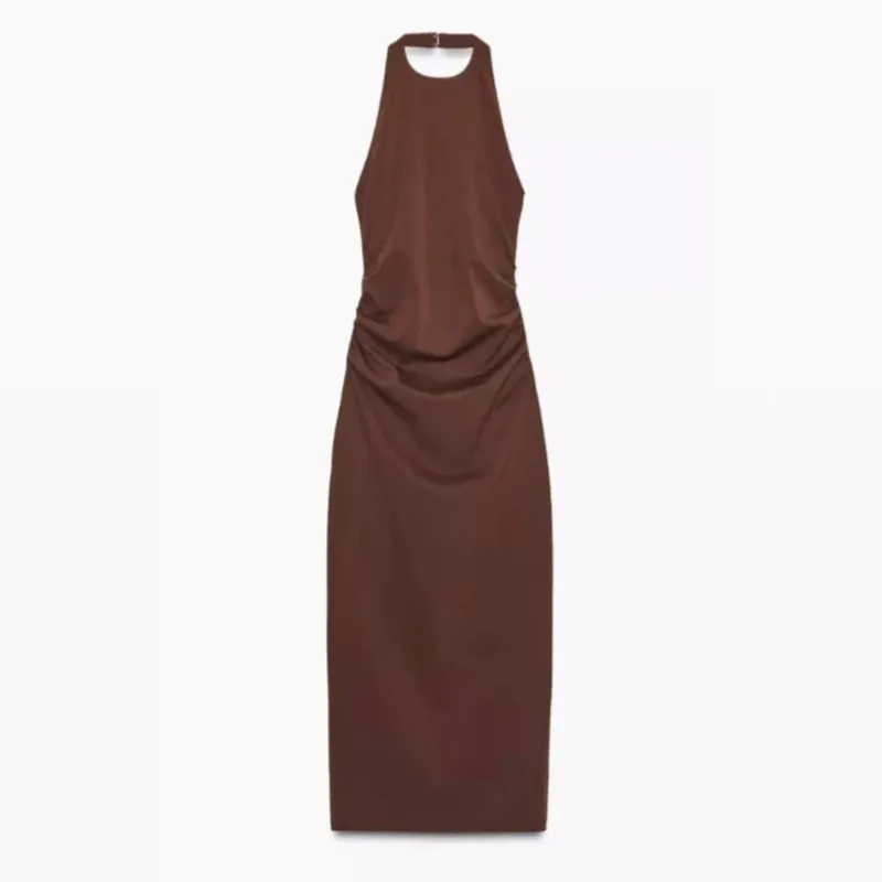 ZARA Vestido halter drapeado 