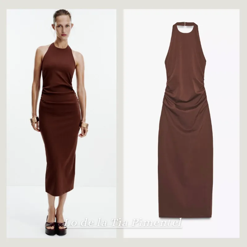 Vestido halter drapeado 