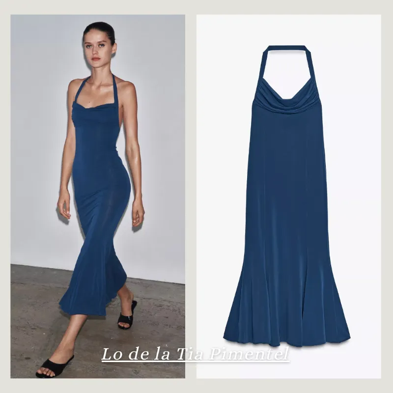 Vestido halter fluido 