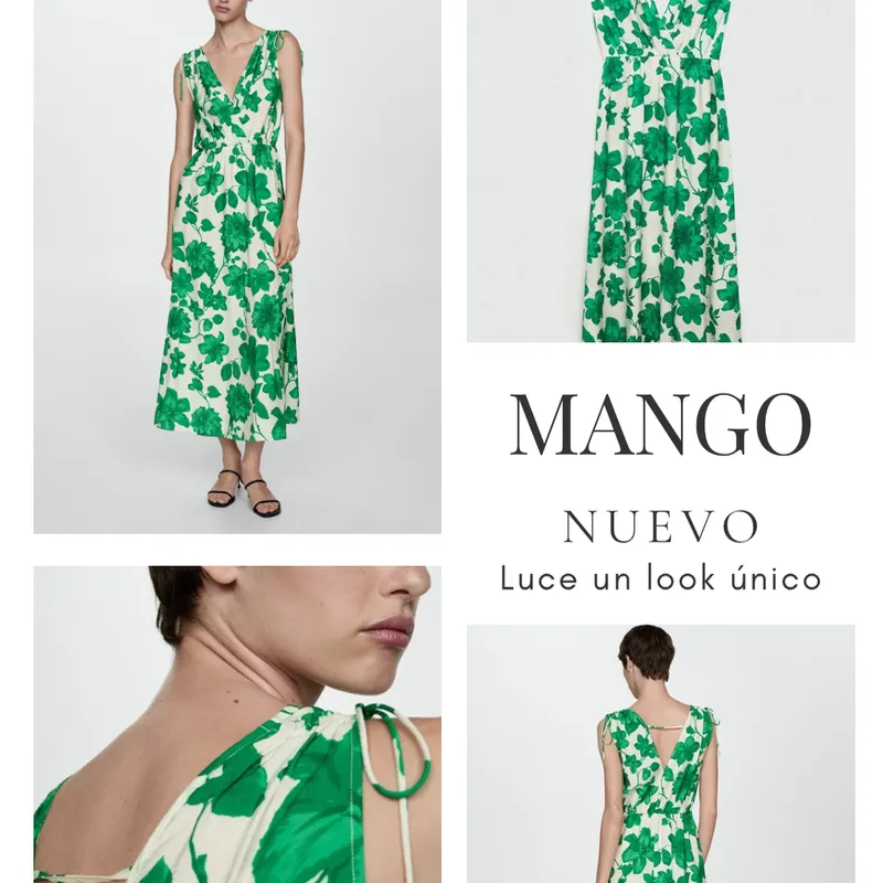 Vestido largo estampado verde 