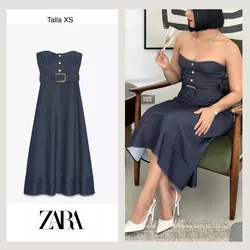 ZARA Vestido palabra de honor cinturón 