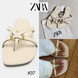 Zara sandalias plana aplique metálico