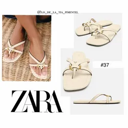 Zara sandalias plana aplique metálico