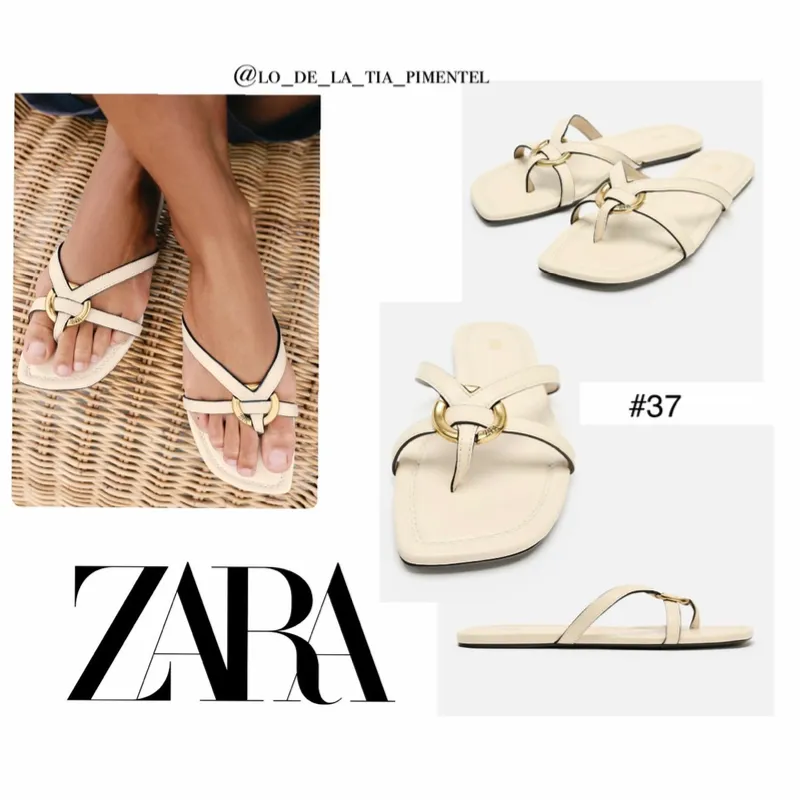 Zara sandalias plana aplique metálico