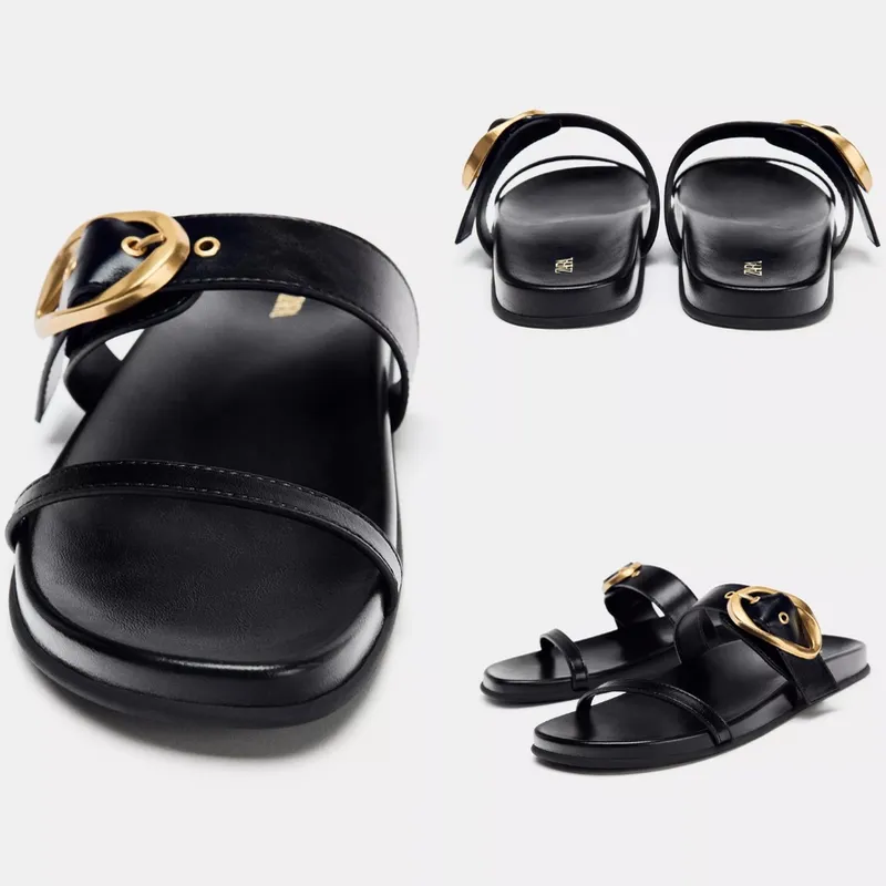 ZARA Sandalias planas hebilla