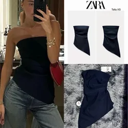Zara top azul oscuro curvé 