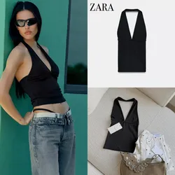 Zara top halter negro