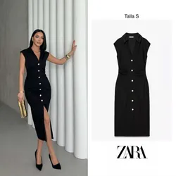 ZARA vestido camisero piqué 