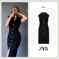 ZARA vestido camisero piqué 