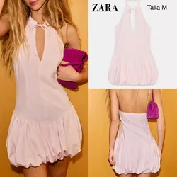Zara vestido corto popelin halter