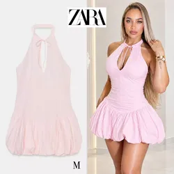 Zara vestido corto popelin halter
