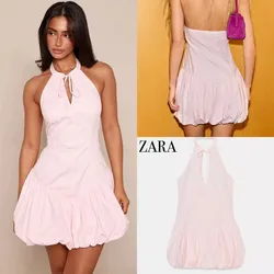 Zara vestido corto popelin halter