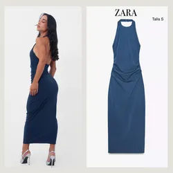 ZARA Vestido halter drapeado
