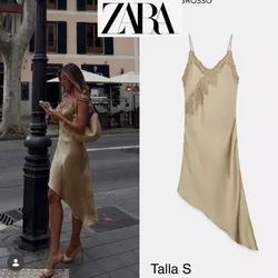 Zara vestido satinado asimétrico