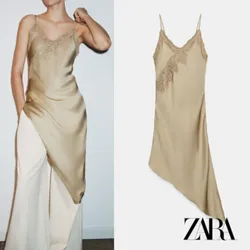 Zara vestido satinado asimétrico