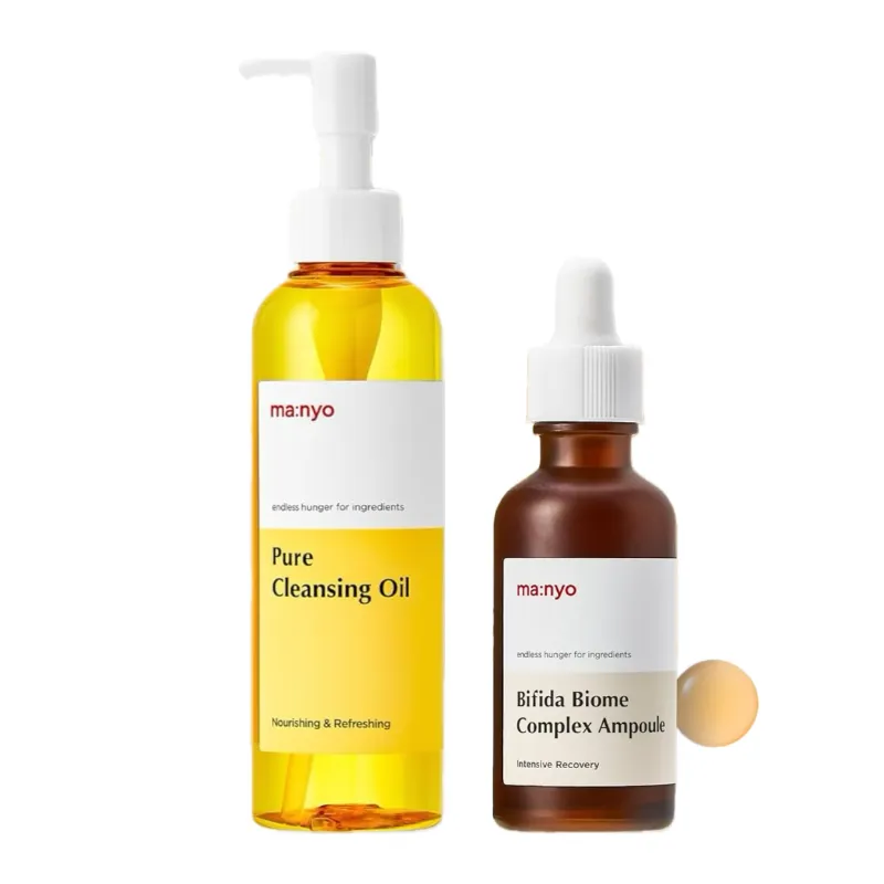 Aceite limpiador nutritivo con argán + Ampolla Probiótica con Bifida y Ácido Hialurónico (72%)— Man:yo