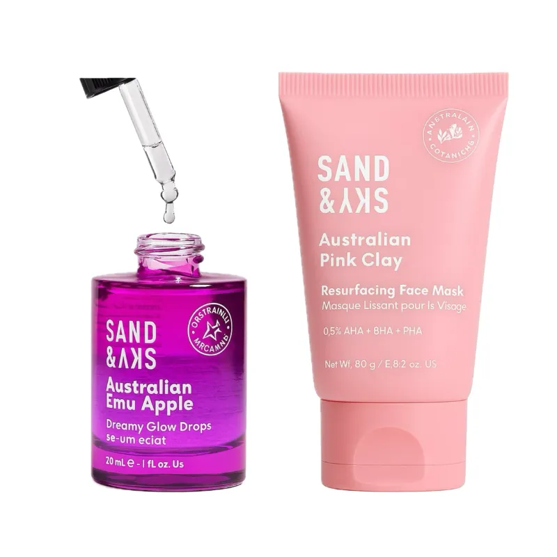 Glow Berries Bi-Phase Serum + Mascarilla Resurfacing con Arcilla Rosa – Sand&Sky