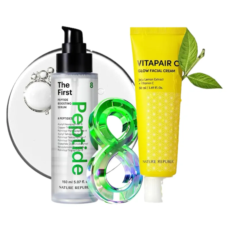 Peptide Boosting Serum + Crema Iluminadora con Vitamina C – Nature Republic  