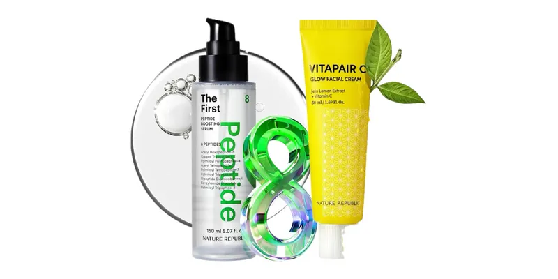 Peptide Boosting Serum + Crema Iluminadora con Vitamina C – Nature Republic  