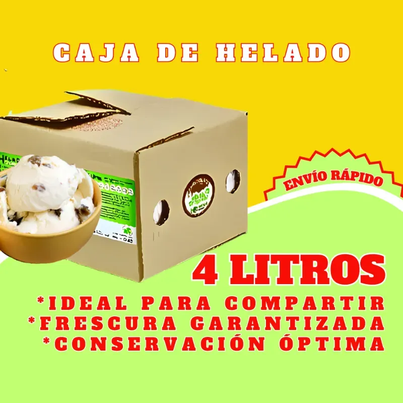 Caja de Helado de 4 Litros Rompope con Pasas