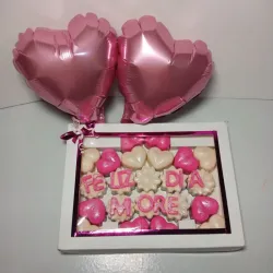 Bombones c/ Globos en forma de corazón.