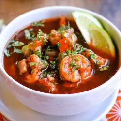 Caldo de mariscos y vegetales. 