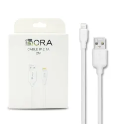 Cable USB a IP 1 Metro 2.1A Blanco – 1Hora CAB238 Color Blanco