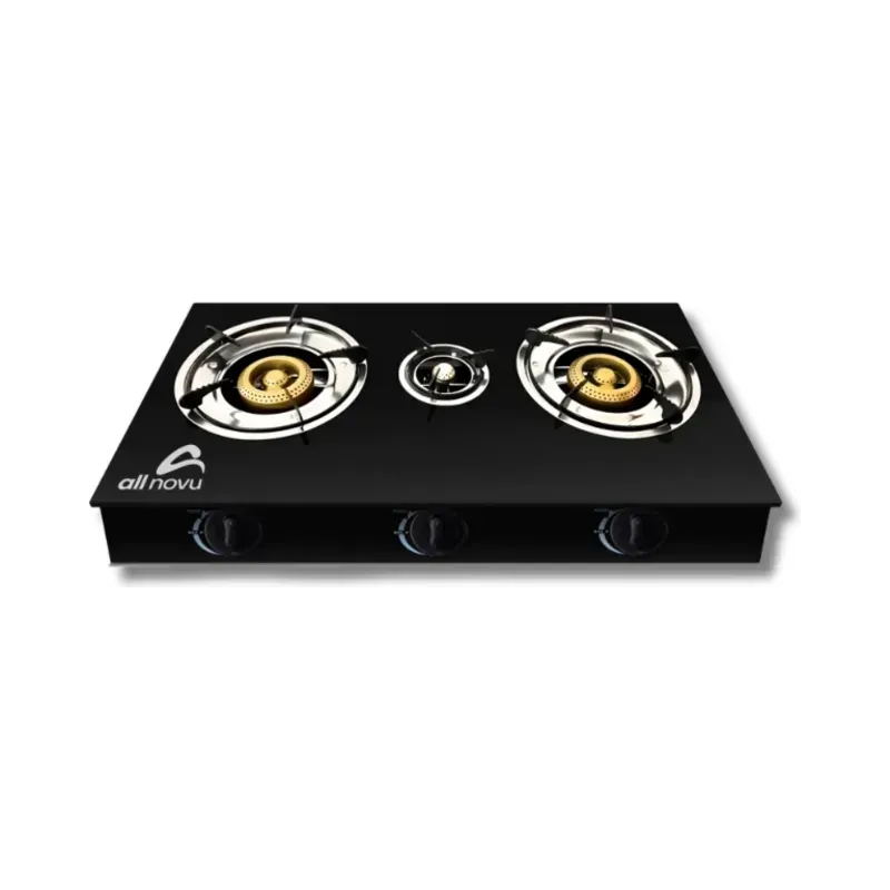 COCINA DE GAS VIDRIO TEMPLADO ALL NOVU 3 HORNILLAS