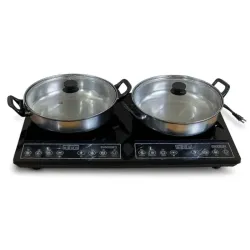 COCINA DE INDUCCIÓN ROYAL 2 HORNILLAS + 2 CALDEROS