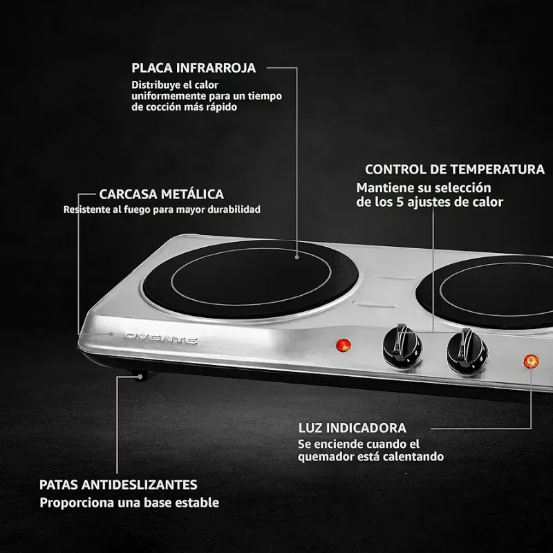 COCINA INFRARROJA OVENTE 2 HORNILLAS