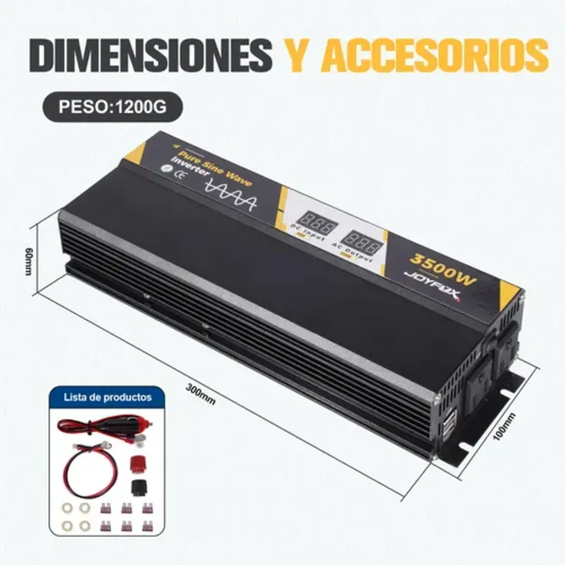 INVERSOR DE ONDA PURA 3500W + CARGADOR 12V - 110V