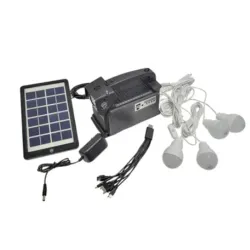 MINI ESTACIÓN DE CARGA 8 MIL MAH + 4 LUCES LED + PANEL SOLAR
